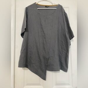 LISA BAYNE 100% Linen  Women's Asymmetrical Top XXL